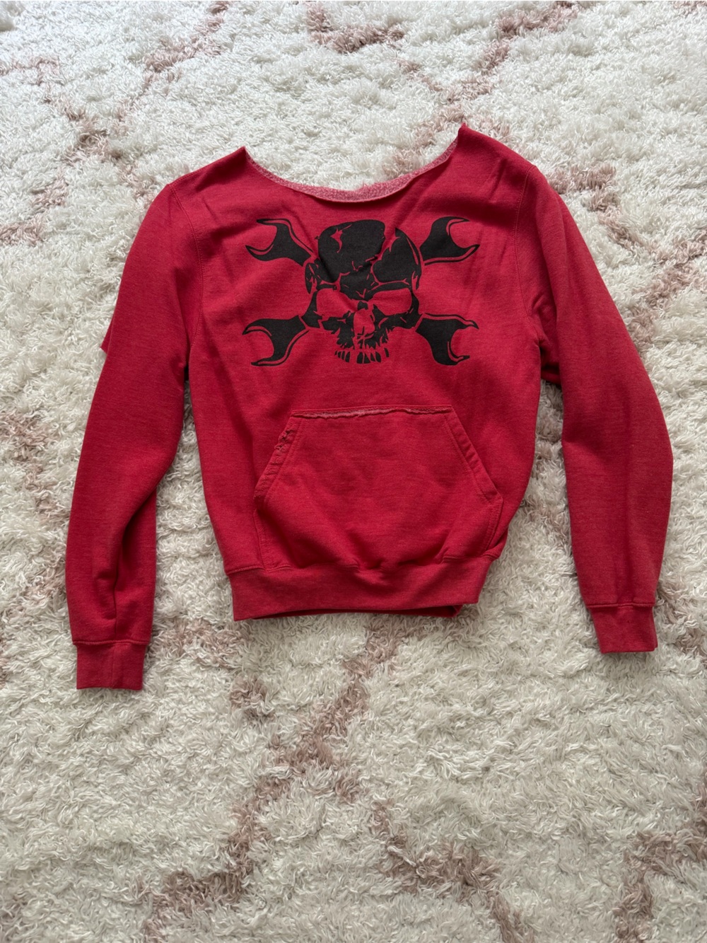 The Drive Red Distressed Graphic Sweatshirt 'Work Harder'